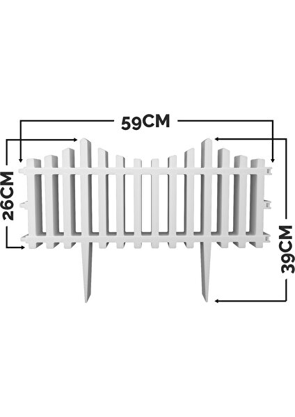 Dekoratif Bahçe Çiti Plastik Kırılmaz Beyaz Çit 59 cm Tek Peyzaj Çiçek Koruma Çiti