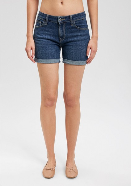 Pixie Casual Vintage Derin Mavi Jean ŞORT1437087076