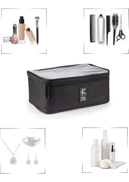 Midi Boy Profesyonel Şeffaf Makyaj Çantası - Seyahat Kozmetik Çantası modelleri