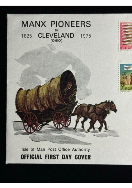 Isle Of Man Fdc 1975 Manx Pioneers To Cleveland (Ohio) Ilk Gün Zarfı modelleri