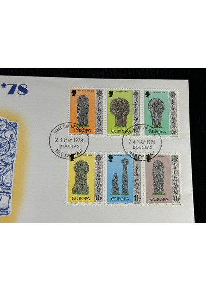 Isle Of Man Fdc 1978 Europa '78 Manx Crosses Ilk Gün Zarfı Tam Seri fiyatları