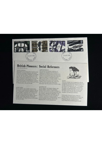 Ingiltere Fdc 1976 British Pioneers Social Reformers Ilk Gün Zarfı Tam Seri modelleri