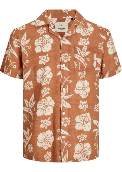 Comfort Fit Kahve Erkek Gömlek Jprbluflores Prınt Shırt S/s Ln fırsatları