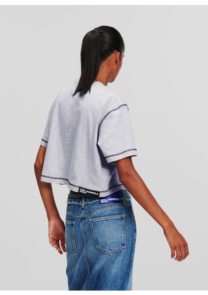 Yuvarlak Yaka Baskılı Gri Kadın T-Shirt 240J1702 fırsatları