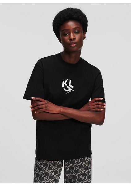 Yuvarlak Yaka Baskılı Siyah Kadın T-Shirt 236J1707 fiyatları