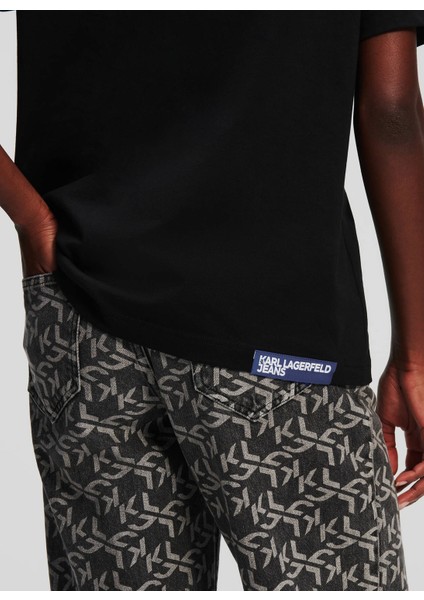 Yuvarlak Yaka Baskılı Siyah Kadın T-Shirt 236J1707 modelleri
