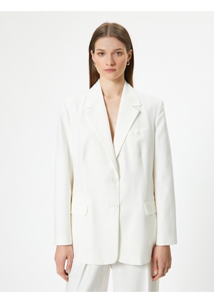 Oversize Blazer Ceket Keten Karışımlı modelleri