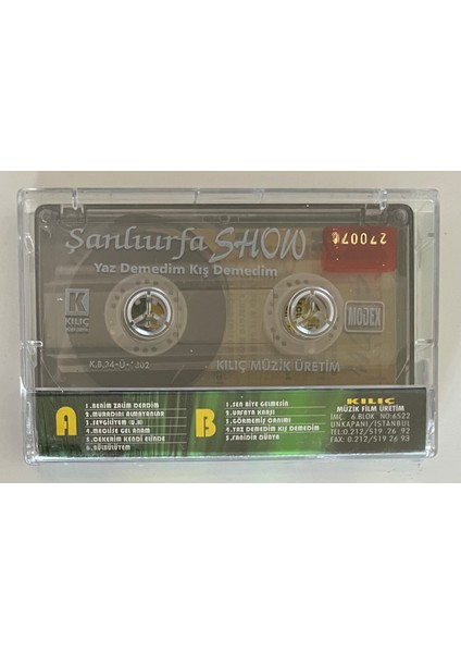 Şanlıurfa Show Yaz Demedim Kış Demedim Kaset (Orjnal Dönem Baskı Kaset)