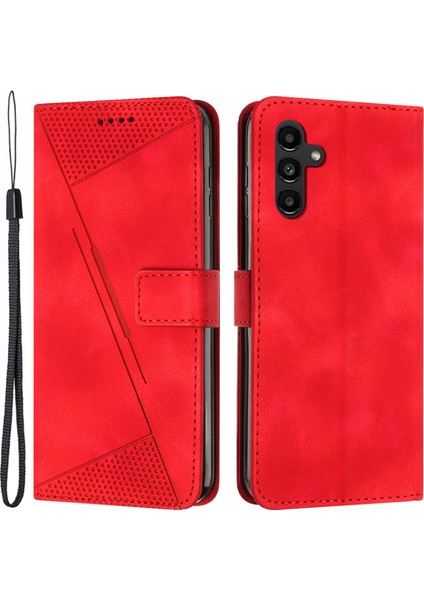 Samsung Galaxy A25 5g Manyetik Kasa Pu Deri Üçgen Baskılı Cüzdan Akıllı Telefon Kapağı (Yurt Dışından)