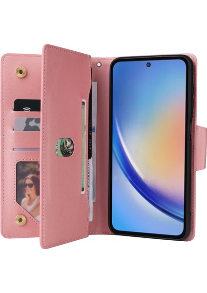 Samsung Galaxy A35 5g Deri Kılıf Perçin Dekor Cüzdan Flip Telefon Kapağı (Yurt Dışından)