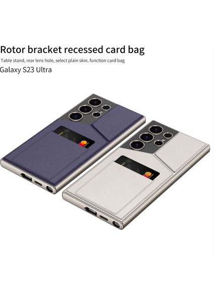 Samsung Galaxy S24 Ultra Dönebilen Kart Tutucu Kickstand Pc+Pu Mobil Kılıf (Yurt Dışından)
