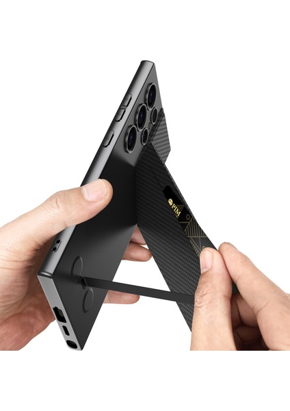 Samsung Galaxy S24 Ultra Dönebilen Kart Tutucu Kickstand Pc+Pu Mobil Kılıf (Yurt Dışından)