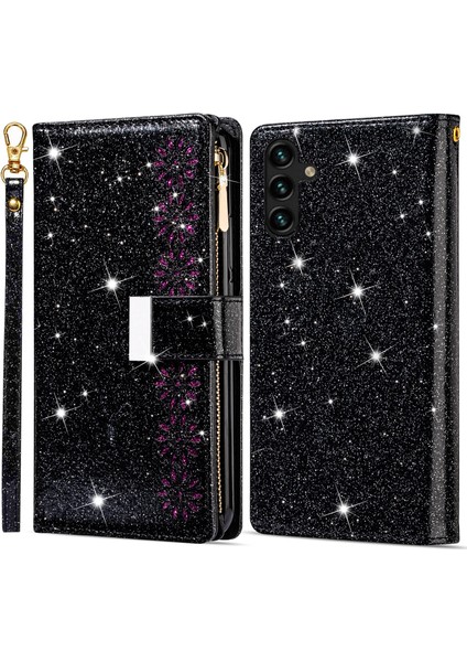 Samsung Galaxy S23 Fe Cüzdan Kılıf Parlak Glitter Fermuar Deri Telefon Kapağı (Yurt Dışından)