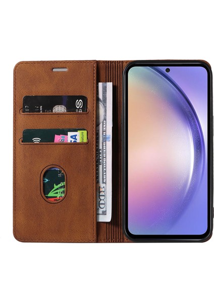 Samsung Galaxy S24 Plus Manyetik Kılıf Pu Deri Kart Yuvaları Telefon Kapağı (Yurt Dışından)