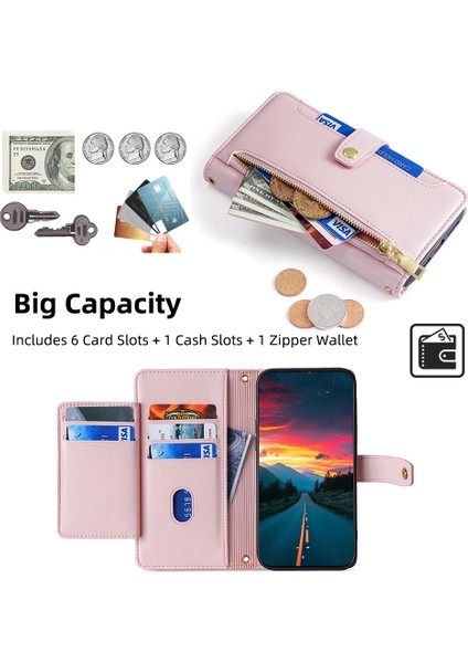 Samsung Galaxy M52 5g Fermuarlı Cep Drop-Proof Deri Cüzdan Standı Kapağı (Yurt Dışından)