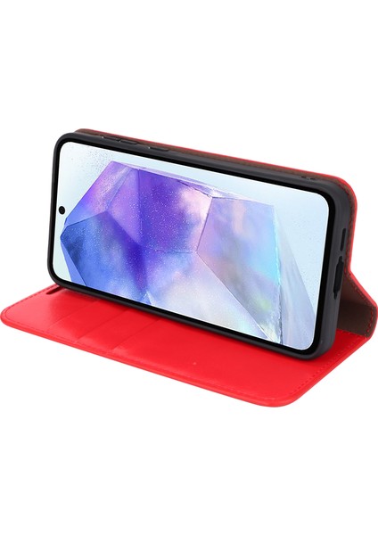 Samsung Galaxy A55 5g Cüzdan Kılıf Crazy Horse Dokulu Bölünmüş Deri + Tpu Telefon Kapağı (Yurt Dışından)