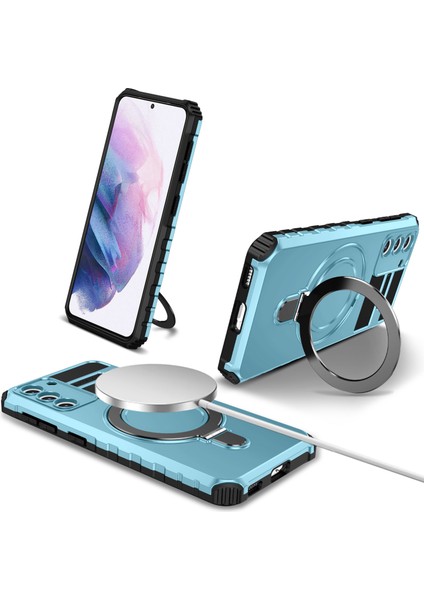 Samsung Galaxy S21 4g / 5g Pc+Tpu Kickstand Manyetik Telefon Koruma Kapağı (Yurt Dışından)
