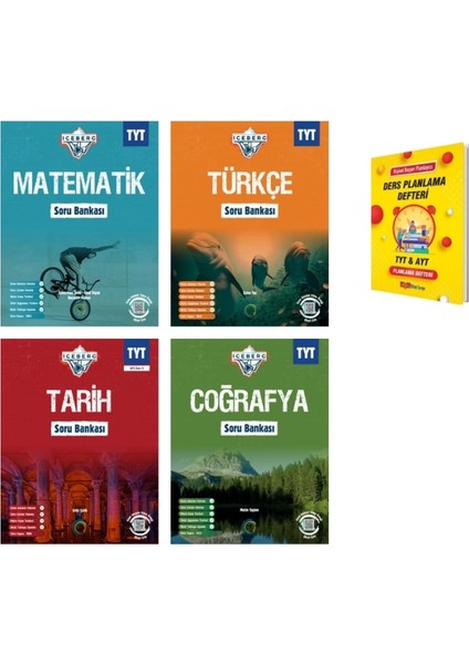 TYT Iceberg Matematik - Türkçe - Tarih ve Coğrafya Soru Bankası - Ders Planlama Defteri 5'li Set