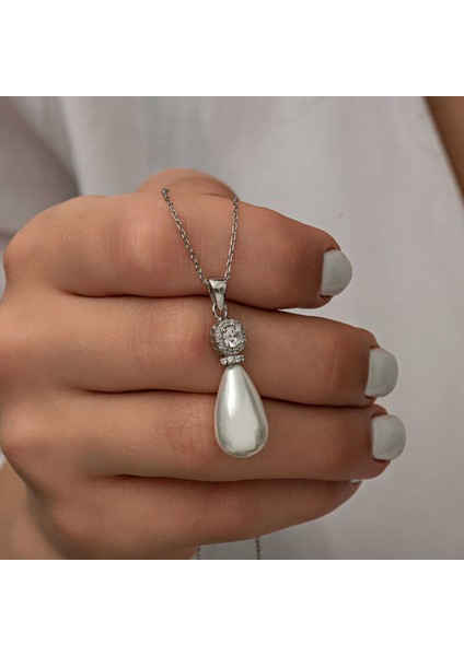 925 Ayar Gümüş Damla Inci Kadın Kolye fiyatları