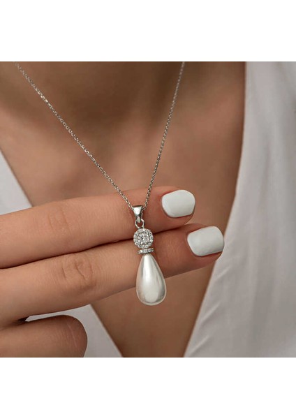 925 Ayar Gümüş Damla Inci Kadın Kolye fırsatları