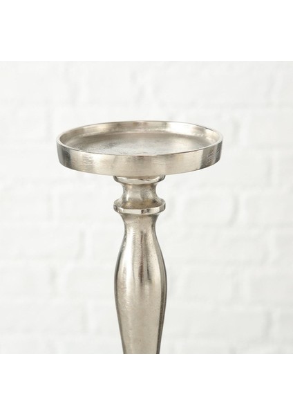 Gümüş Yuvarlak Mumluk 30Cm