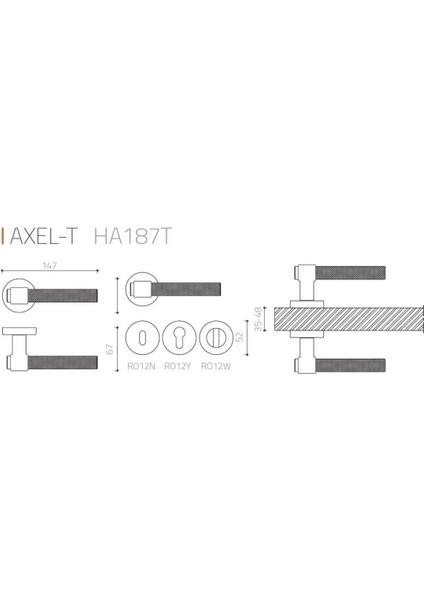 Axel-T Saten - Wc Rozetli Kapı Kolu - Hha187Tro12W Nbm-Nbm/Nb