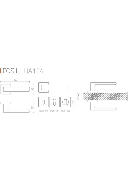 Fosil Siyah - Wc Rozetli Kapı Kolu - Hha124Ro11W Al6 modelleri