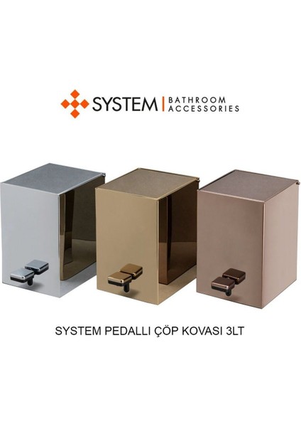 Pedallı Kare Çöp Kovası 3 Lt Antik 262X245X180 Mm modelleri