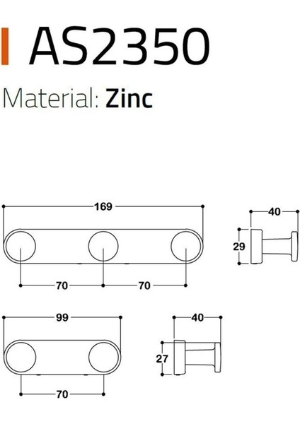 2350 Duvara Monte Askı Siyah 100 Mm