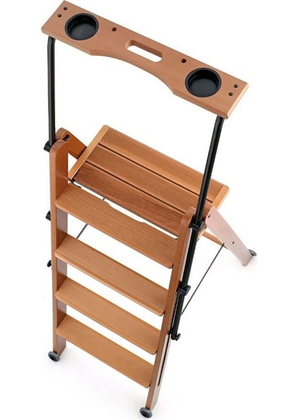 Kiraz Ağacı Renk Ahşağ 4 Basamaklı Kilitlenebilir Merdiven modelleri