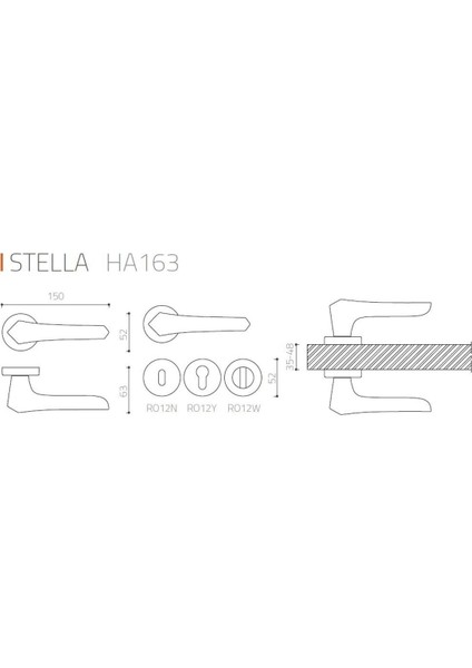 Stella Antik - Yale Rozetli Kapı Kolu - Hha163Ro12Y Abm