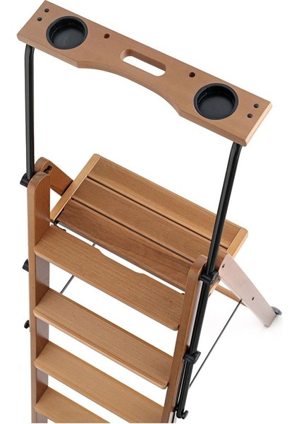 Kiraz Ağacı Renk Ahşap 5 Basamaklı Kilitlenebilir Merdiven modelleri