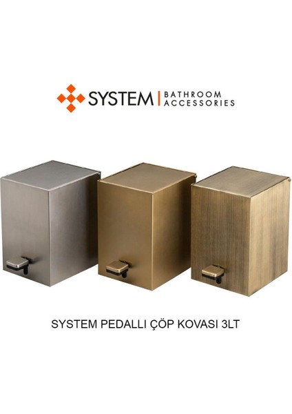 Pedallı Kare Çöp Kovası 3 Lt Krom 262X245X180 Mm modelleri