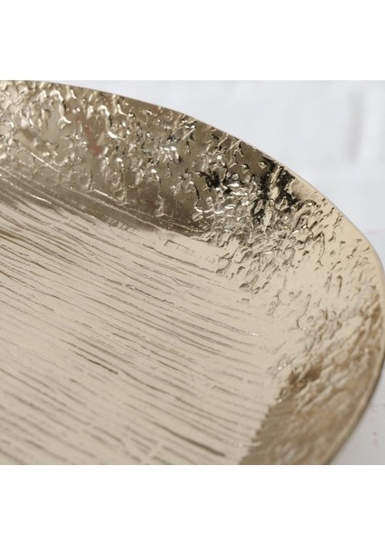 2'Li Şampanya Renk Dekoratif Tepsi 15Cm-19Cm Seti