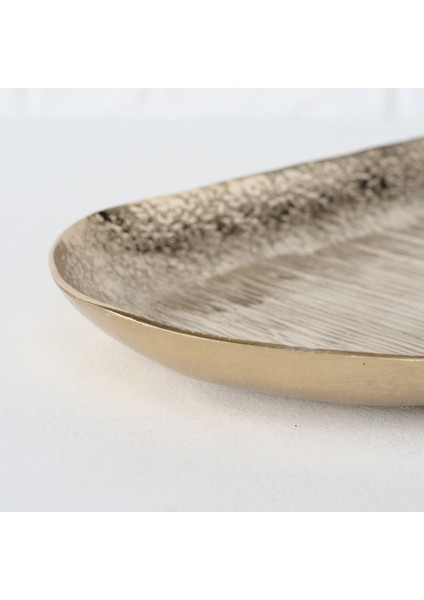 2'Li Şampanya Renk Dekoratif Tepsi 15Cm-19Cm Seti