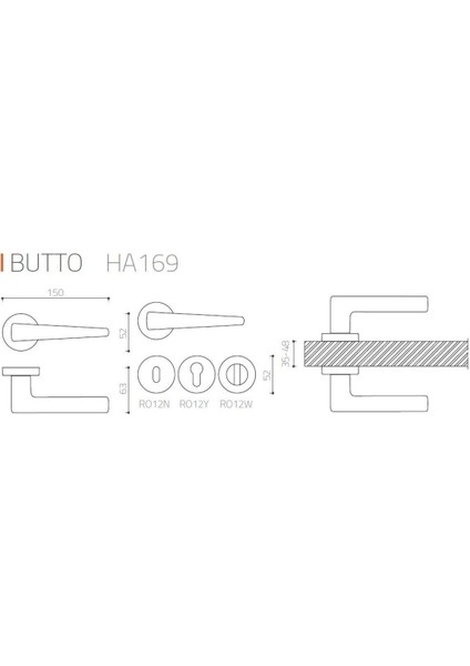 Butto Krom - Yale Rozetli Kapı Kolu - Hha169Ro12Y Cr