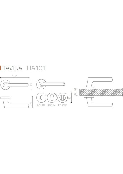 Tavıra Siyah - Wc Rozetli Kapı Kolu - Hha101Ro12W Al6