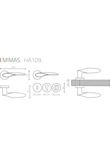 Mimas Siyah - Yale Rozetli Kapı Kolu - Hha109Ro12Y Al6