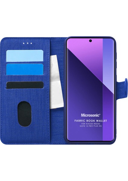 Xiaomi Redmi Note 13 Pro Plus 5g Kılıf Fabric Book Wallet Lacivert