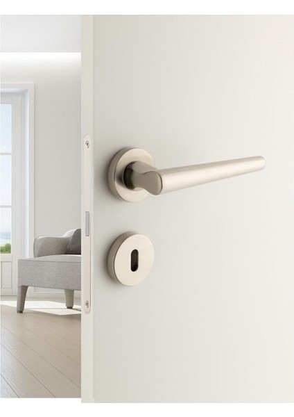 Donıt Saten - Yale Rozetli Kapı Kolu - Hha211Ro12Y Nb