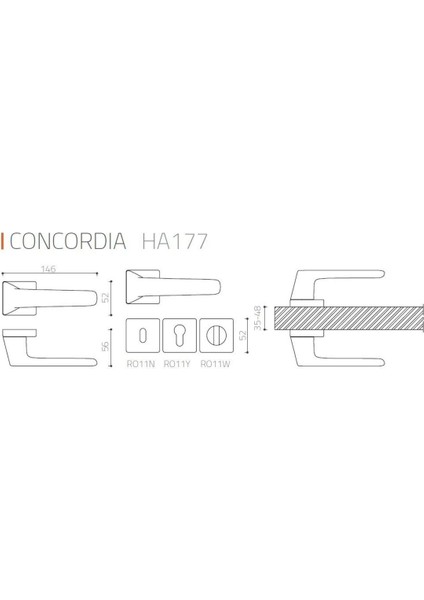 Concordıa Füme - Yale Rozetli Kapı Kolu - Hha177Ro11Y Bbn