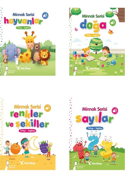 0-2 Yaş Minnak Kitaplar Serisi Türkçe-İngilizce/SESLİ (0-24 Ay Bebek Kitapları İlk Kitabım) 4 Kitap / Pedagog Onaylı