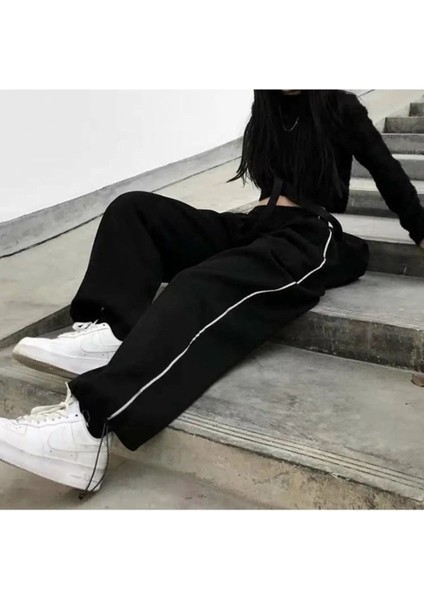 Y2K Harajuku Zip Detay Siyah Eşofman Altı/pantolon fiyatları