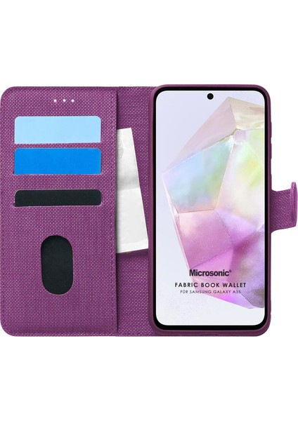 Samsung Galaxy A35 Kılıf Fabric Book Wallet Mor