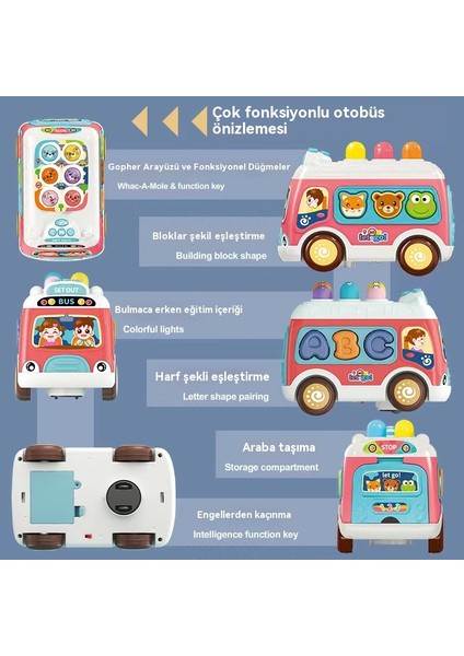 Çocuk Bulmacası Elektrikli Yer Faresi Evrensel Tekerlekli Küçük Otobüs, Aydınlatma ve Müzik ile Erkek ve Kız Çocukları Için Oyuncak Arabaları Saklayabilir (Yurt Dışından) indirimleri