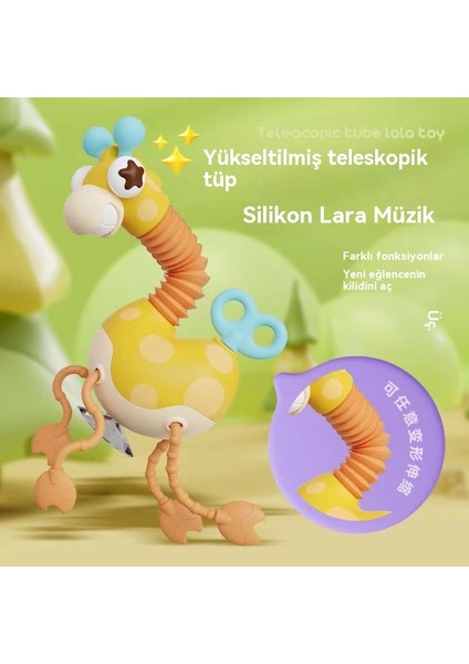 Bebek Yapboz Eğlenceli Parmak Çekme Sevinç Oyuncak Silikon Isırık Aydınlanma Erken Eğitim Zürafa Çekme Sevinç Oyuncak (Yurt Dışından)