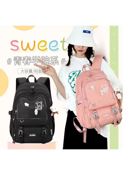 2024 Bahar Yeni Öğrenci Sırt Çantası Okul Çantası Basit Kore Tarzı Sırt Çantası Kadın Seyahat Eğlence Çantası (Yurt Dışından) fırsatları