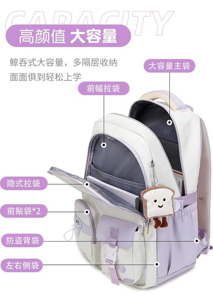 2024 Bahar Yeni Öğrenci Sırt Çantası Okul Çantası Basit Kore Tarzı Sırt Çantası Kadın Seyahat Eğlence Çantası (Yurt Dışından) modelleri