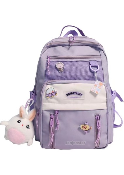 2024 Bahar Yeni Öğrenci Sırt Çantası Okul Çantası Basit Kore Tarzı Sırt Çantası Kadın Seyahat Eğlence Çantası (Yurt Dışından)