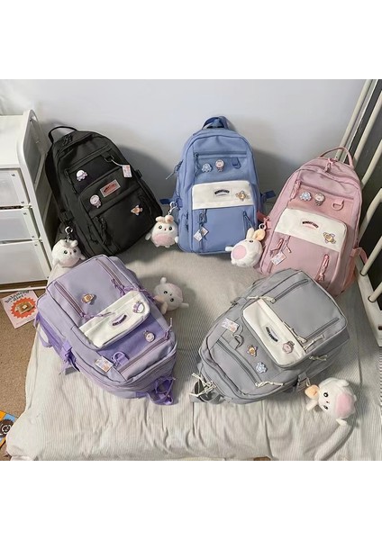 2024 Bahar Yeni Öğrenci Sırt Çantası Okul Çantası Basit Kore Tarzı Sırt Çantası Kadın Seyahat Eğlence Çantası (Yurt Dışından) fırsatları